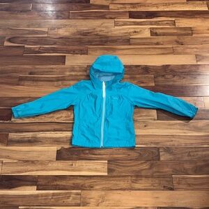 Kids Teal Hooded Windbreaker Jacket. Size small